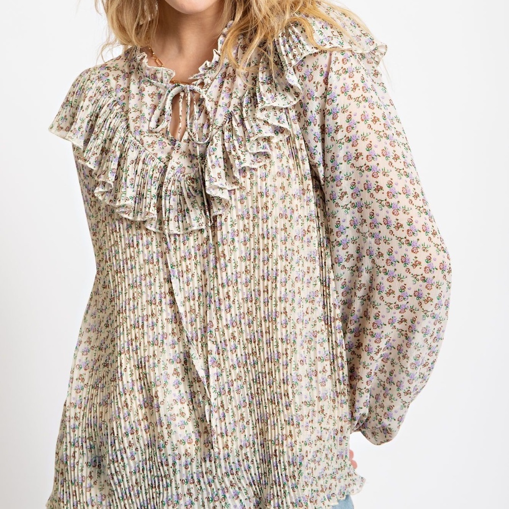 FLORAL PRINTED CHIFFON BLOUSE